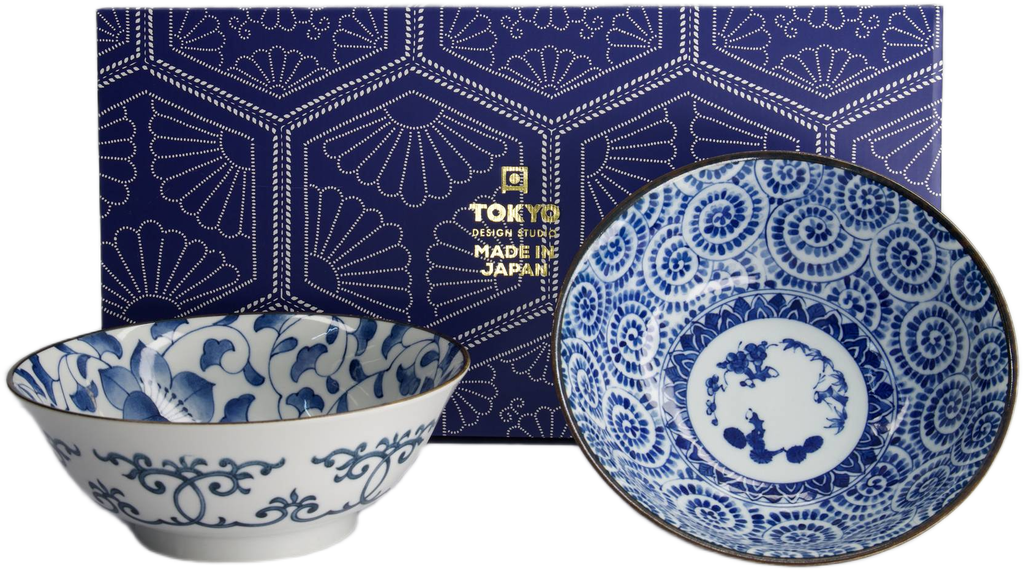 Tokyo Design Studio: Haru Blue Mixed Bowl Gift Set (2 Piece Set - 19x7.5cm)