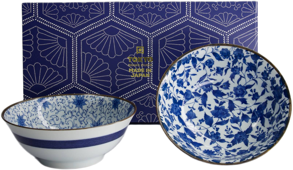 Tokyo Design Studio: Haru Blue Mixed Bowl Gift Set (2 Piece Set - 19x7.5cm)
