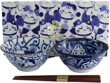 Load image into Gallery viewer, Tokyo Design Studio: Kawaii Cat Neko Bowl with Chopsticks - Swirl Cat (2 Piece Set)