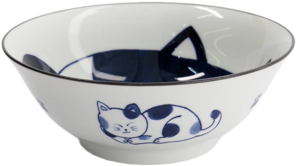 Tokyo Design Studio: Kawaii Cat Neko Ramen Bowl - Blue Cat (20x7.5cm)