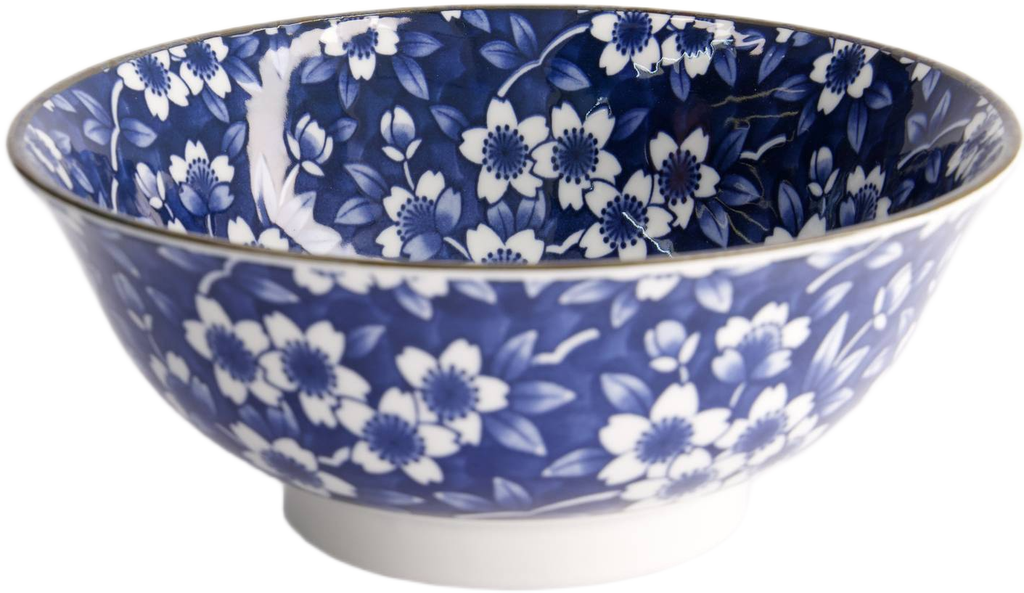 Tokyo Design Studio: Tokyo Blue Sakura Ramen Bowl - Blue (21x8.5cm)