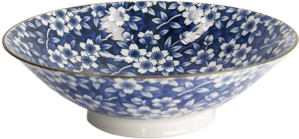 Tokyo Design Studio: Tokyo Blue Sakura Ramen Bowl - Blue (25x7cm)