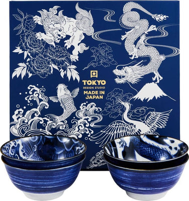 Tokyo Design Studio: Japonism Mixed Bowl Gift Set - Blue (4 Piece Set - 14cm)