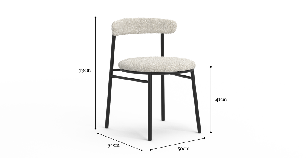 Set of 2 Brosa Lancel Dining Chairs (Light Cream Boucle)